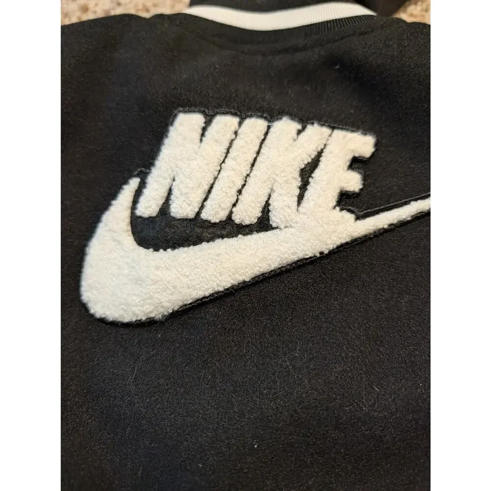 Nike Boys 4T Black Gray Color Block Hooded Varsity Jacket Futura Swoosh Coat